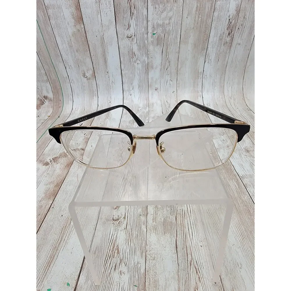 Gucci Eyeglasses Frames GG01310 002 Matte Black Gold Square Full Rim 53-18-145
